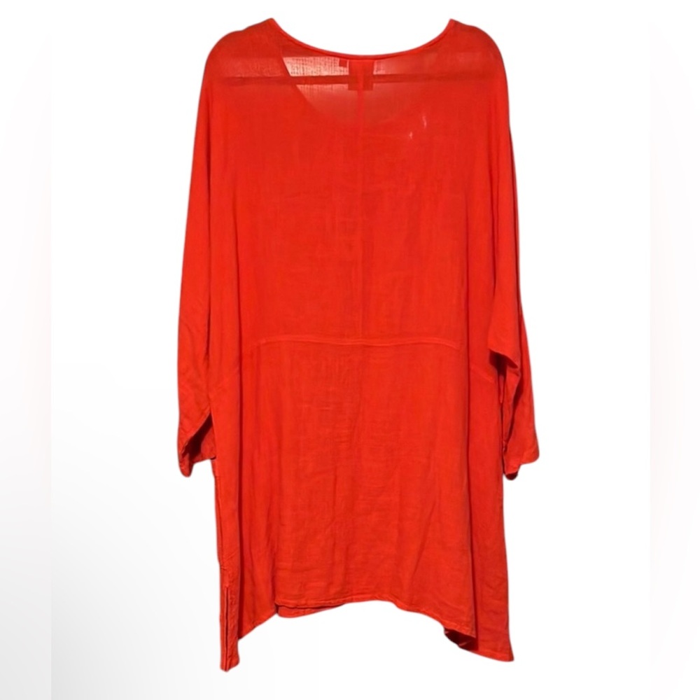 Mill Valley Sz XL Lagenlook Minimalist Cotton Coral FUNKY A-Line Tunic Shirt EUC - Picture 3 of 10